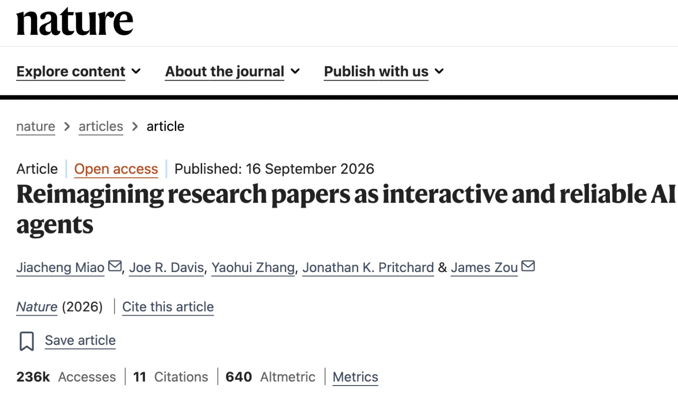 The Nature page of the paper that turns research papers into AI agents.