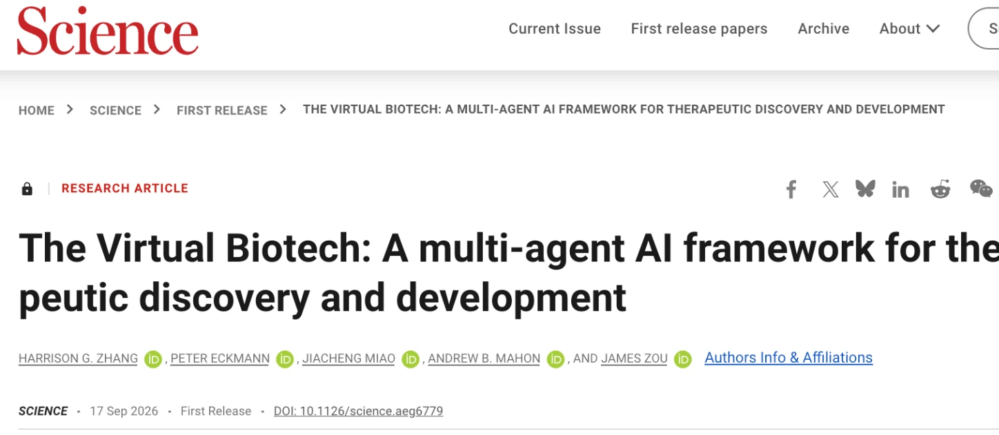The Science page of the paper that describes the virtual biotech.